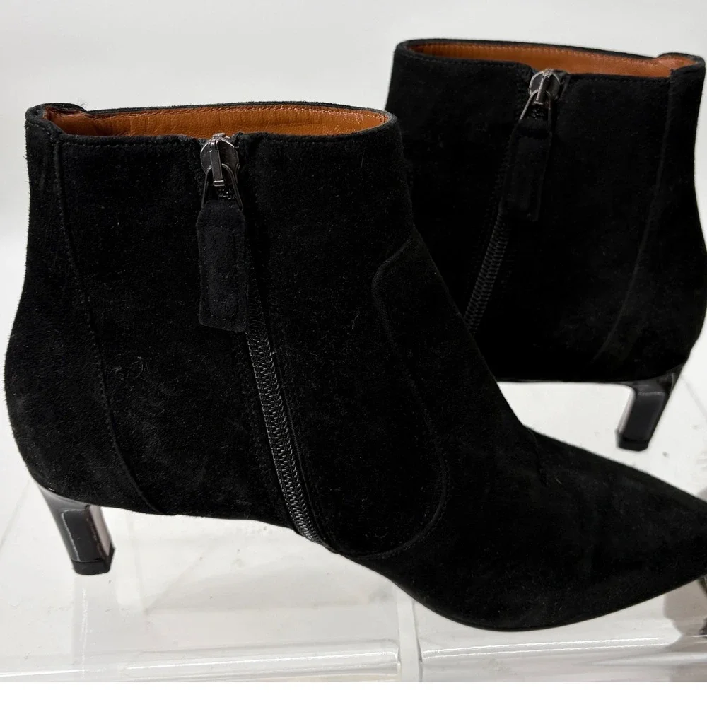 New Aquatalia Siella Weatherproof Suede Heeled Ankle Bootie Waterproof Black 7